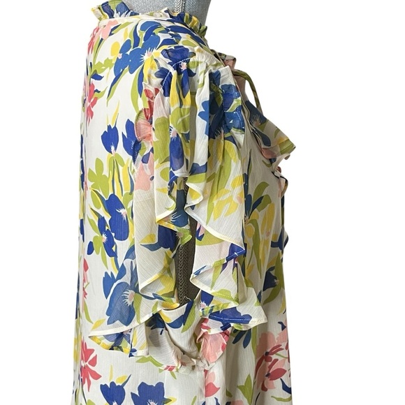 Laurel Ralph Lauren Floral Ruffle-Trim Georgette Blouse size XL Black Label - Picture 4 of 11